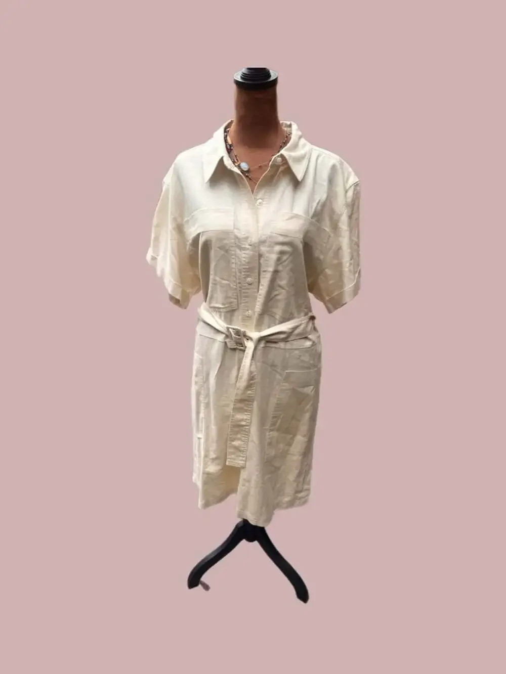 Banana Republic Linen Blend Short Sleeve Belted Utility Romper